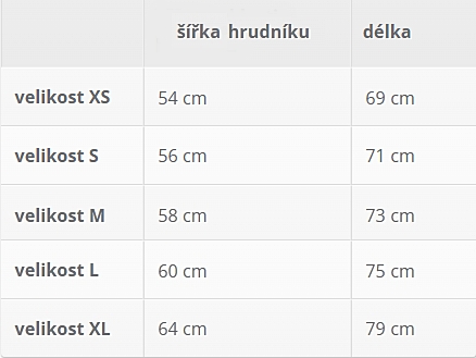 Těhotenské tričko Mamahood tabulka velikostí_1
